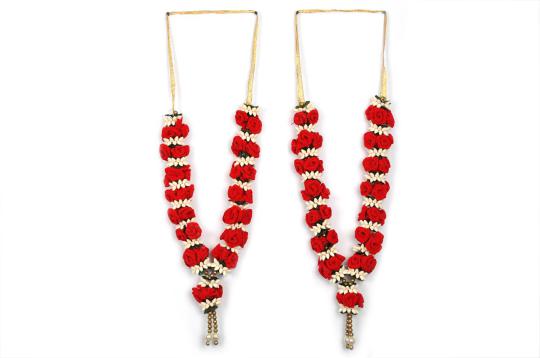 Velvet Red Rose Deity Garland - Set of 2