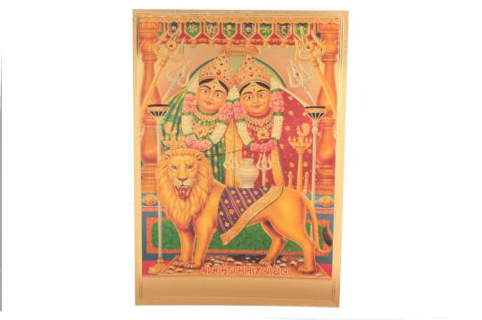 Shri Chamunda Mata Photo in Golden Sheet - Large