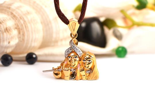 Radha Krishna Locket in pure Gold - 4.33 gms