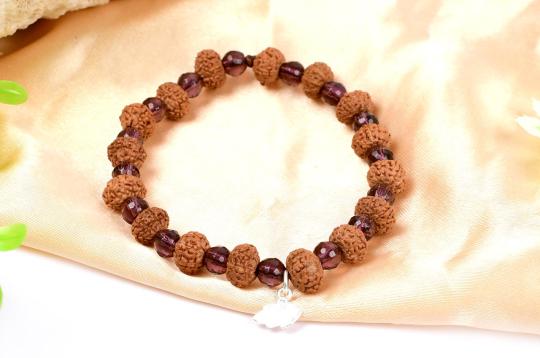 9 mukhi Durga bracelet from Java with Amethyst beads