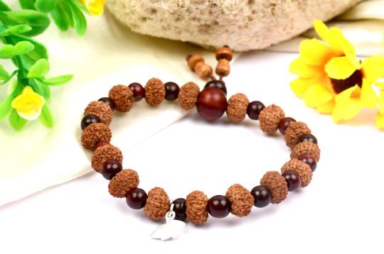 9 mukhi Durga bracelet from Java with Red Sandalwood beads