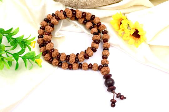 9 mukhi Durga Mala from Java with Red Sandalwood beads