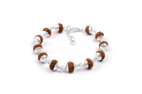 9 mukhi Durga Shakti bracelet from Java with silver caps