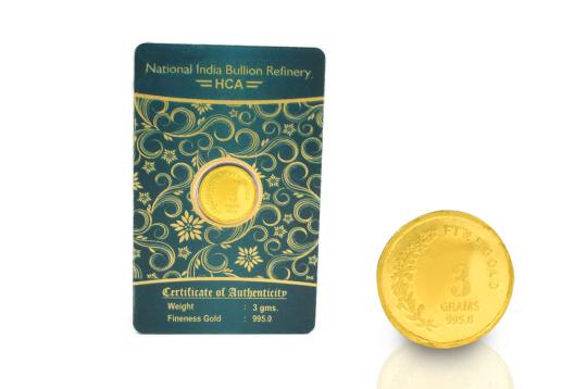3 gm Pure Gold Coin - 24 carat