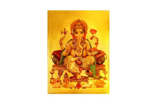 Ganesh Photo in Golden Sheet - Large