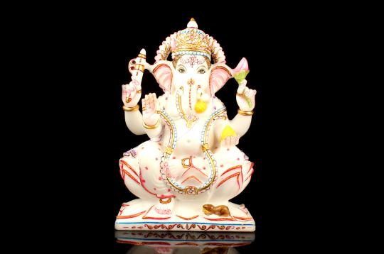 Lord Ganesha in white marble idol