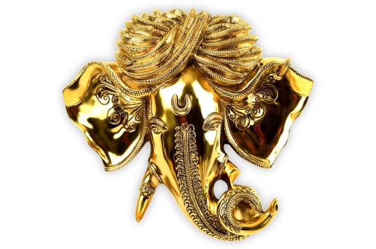 Ganesha Face in Brass - Wall Artifact