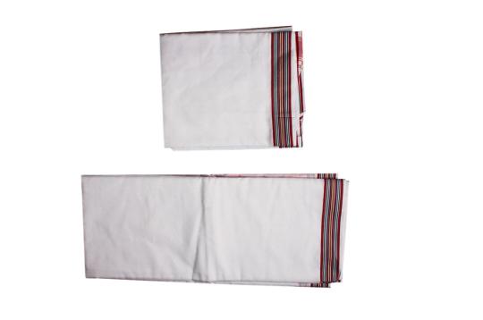 Puja Dhoti with Shawl-Rich Cotton - Multi color Border
