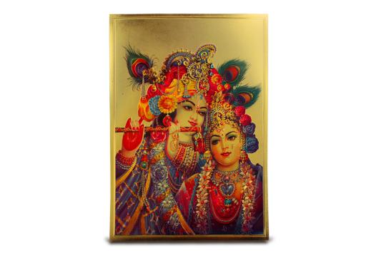 Radha Krishna Photo in Golden Sheet - Large IV