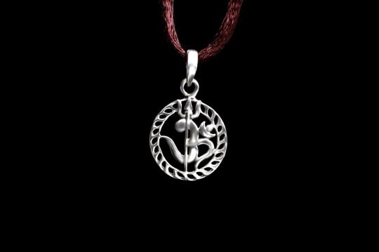 Om Locket with Trishul in Pure silver