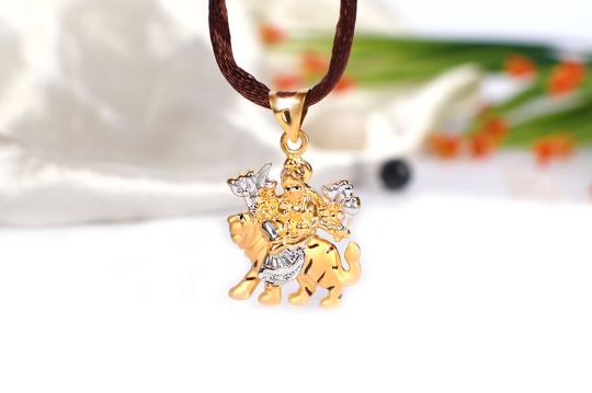 Durga Pendant in pure Gold - 2.36 gms