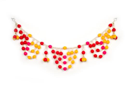 Designer Red and Yellow Toran with Pearls