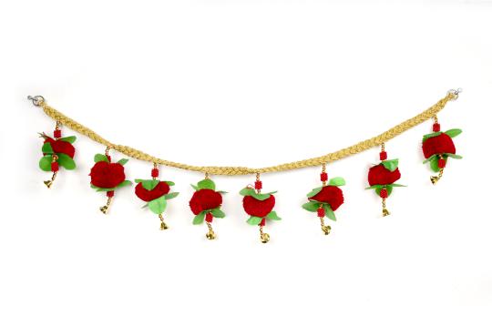 Red Flower Door Bandarwal with Bells