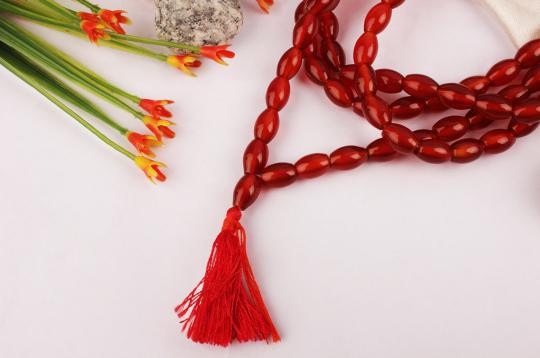 Red Carnelian mala - Cylindrical shape