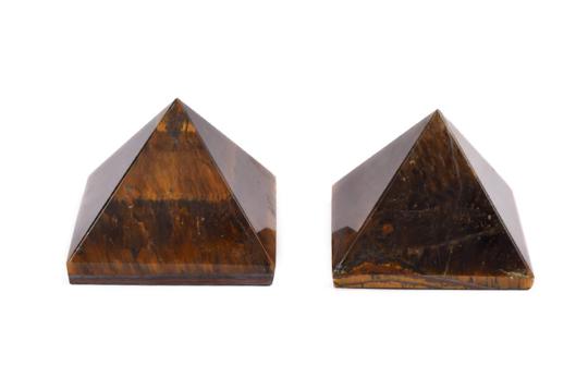 Pyramid in Natural Tiger Eye - I - Set of 2