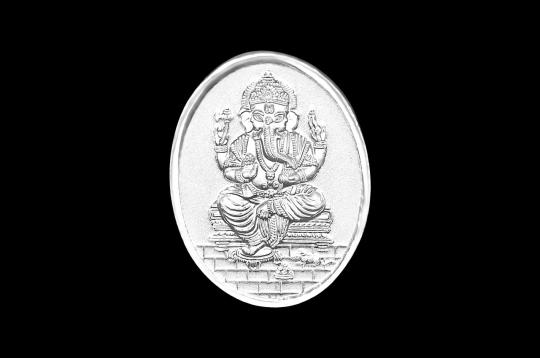 OM Ganesh Oval Shape Pure Silver Coin