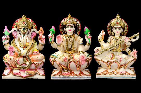 Ganesh Laxmi Saraswati idols in marble