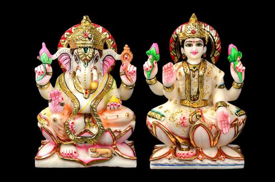 Ganesh Laxmi Murti in Marble