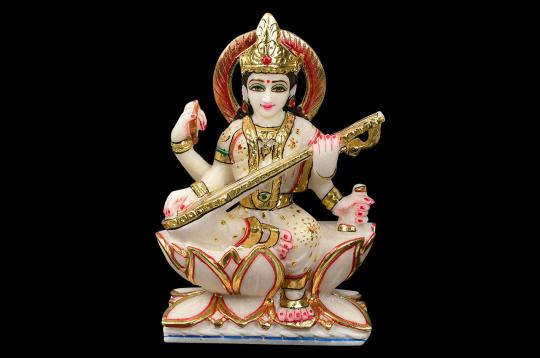 Goddess Saraswati Idol in white Marble - II