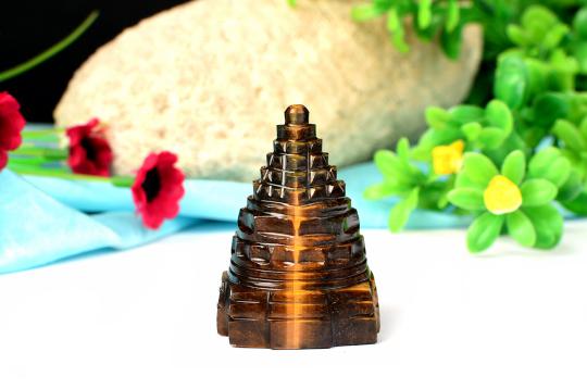 Shree Yantra in Tiger Eye Stone - 70 gms - I