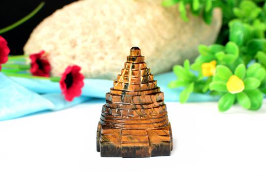 Shree Yantra in Tiger Eye Stone - 68 gms