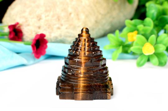 Shree Yantra in Tiger Eye Stone - 67 gms