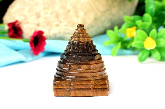 Shree Yantra in Tiger Eye Stone - 67 gms - I