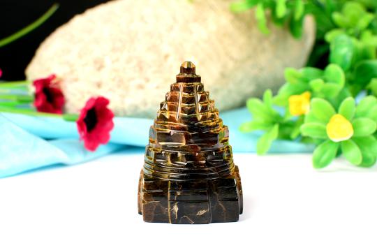 Shree Yantra in Tiger Eye Stone - 65 gms