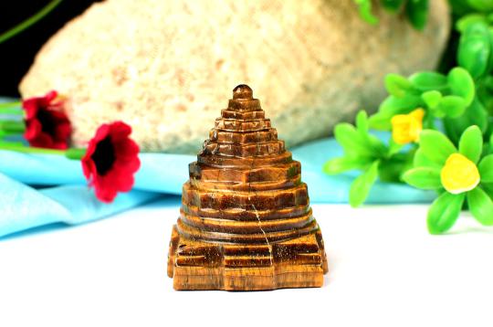 Shree Yantra in Tiger Eye Stone - 65 gms - I