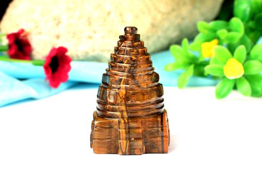 Shree Yantra in Tiger Eye Stone - 64 gms - I