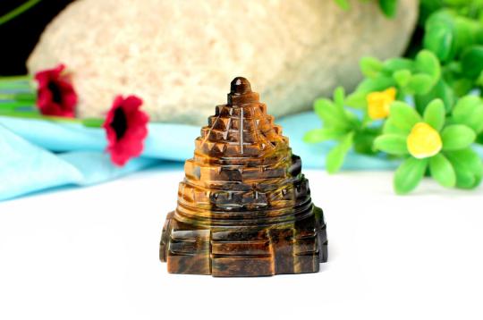 Shree Yantra in Tiger Eye Stone - 71 gms