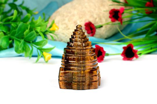 Shree Yantra in Tiger Eye Stone - 82 gms