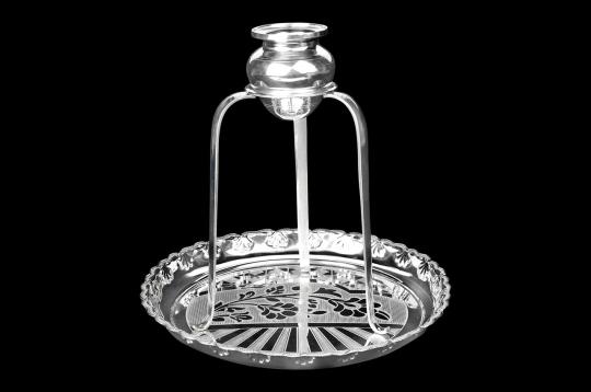 Pure Silver Abhishek Pot with Tripod Stand and Plate