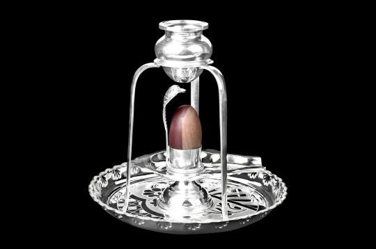 Pure Silver Abhishekam Set and Yone Base with Narmada lingam