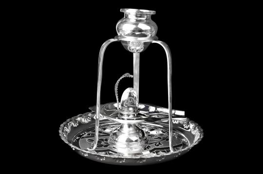 Pure Silver Abhishekam Set and Yoni Base with Sphatik lingam - I