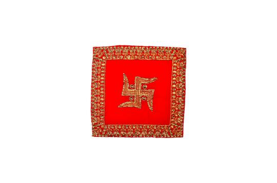 Swastik Design Square Puja Altar Cloth