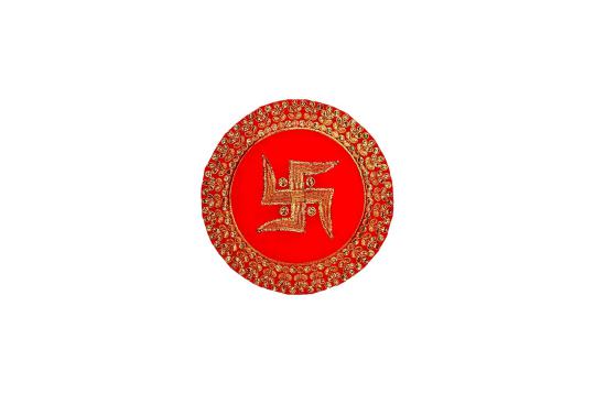 Swastik Design Round Puja Altar Cloth