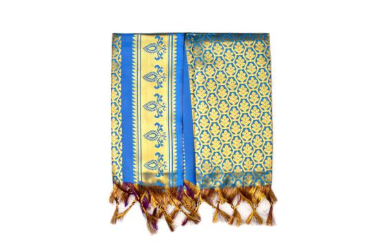 Golden Designer Silk Puja Shawl