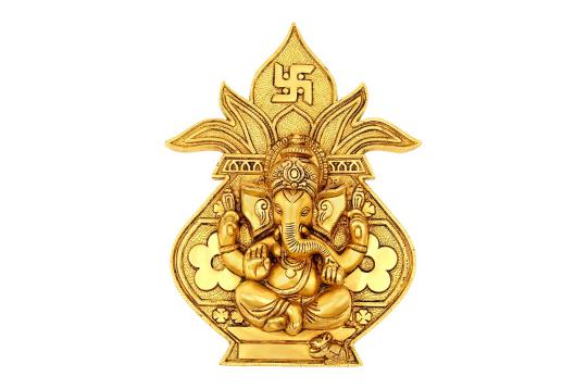 Hanging Ganesha Face with Kalash in Brass