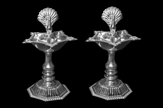 Samai Oil Lamps in Silver - Set of 2 - I