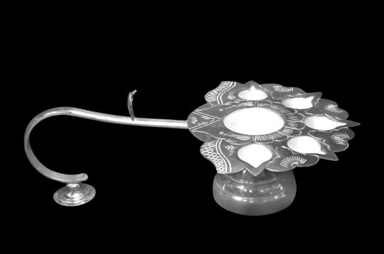 Panch Aarti oil lamp in 925 sterling silver