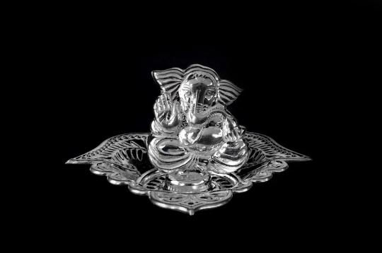 Ganesha Incense stand in pure silver - III