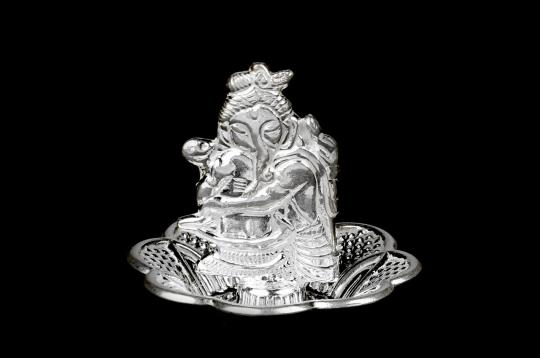 Ganesha Incense stand in pure silver - II