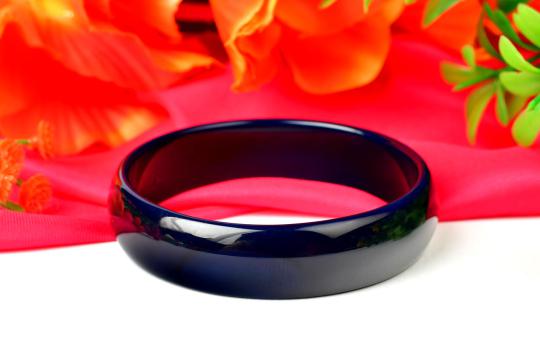 Dark Blue Agate Bangle - I