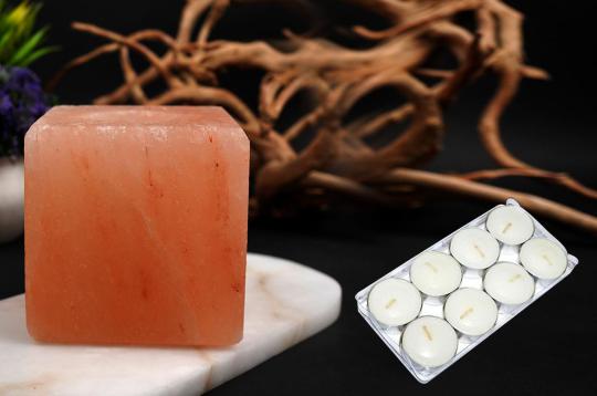 Himalayan Rock Salt Candle Lamp - Square shape