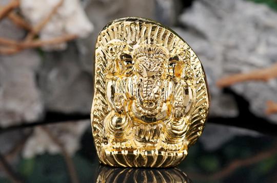 Ganesha Shaligram Murti - Gold Plated - III
