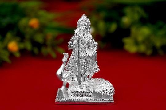 Murugan Swami (Kartikeya) With Peacock (925 Sterling Silver)