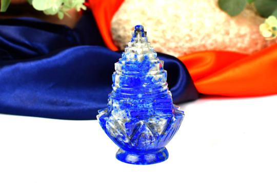 Lapis Lazuli Shree Yantra On Lotus - 168 gms