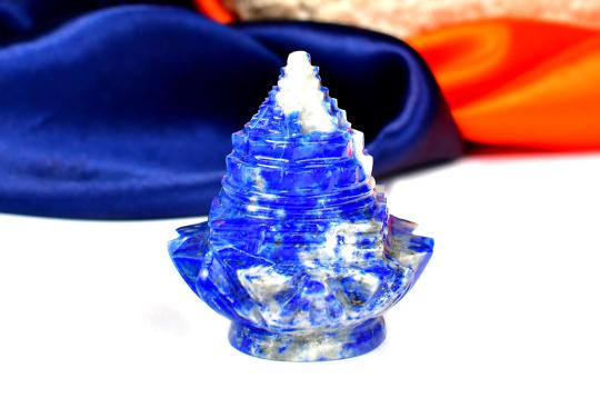 Lapis Lazuli Shree Yantra On Lotus - 108 gms