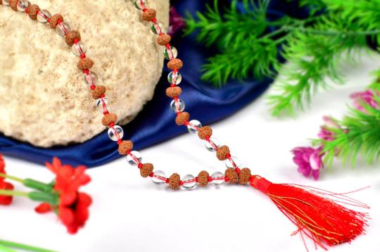 9 mukhi Rudraksha and Sphatik beads mala